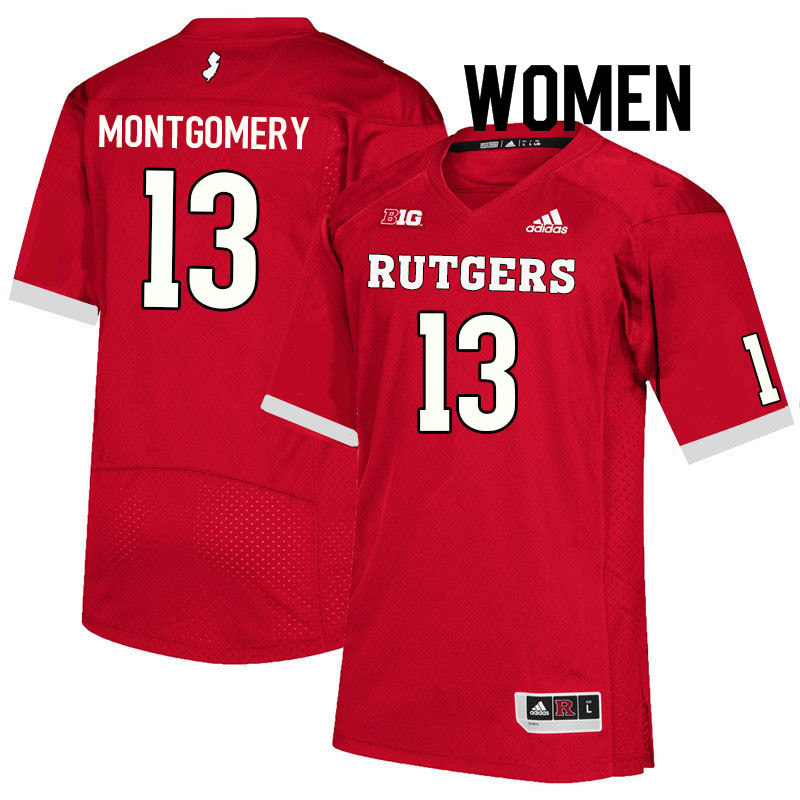 Women #13 Nasir Montgomery Rutgers Scarlet Knights College Football Jerseys Sale-Scarlet - Click Image to Close